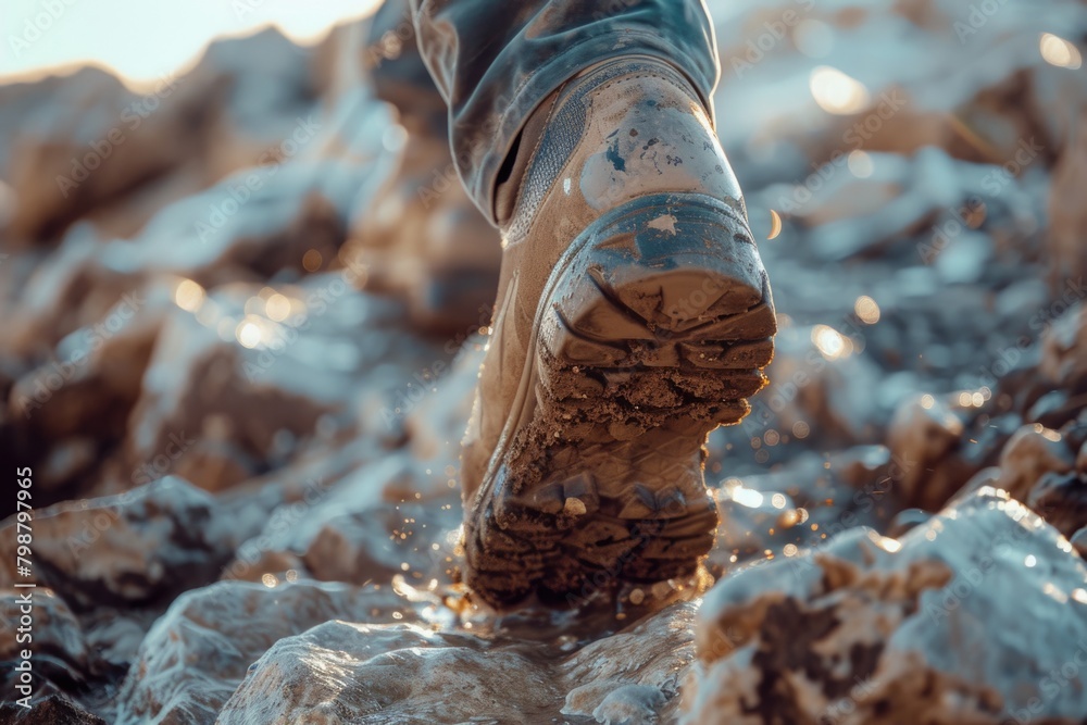 Person's foot is in mud, and mud is splashing up Person's foot is in mud, and mud is splashing up
