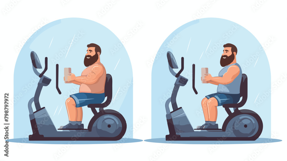 Bearded man dressed in sports clothes doing fitness