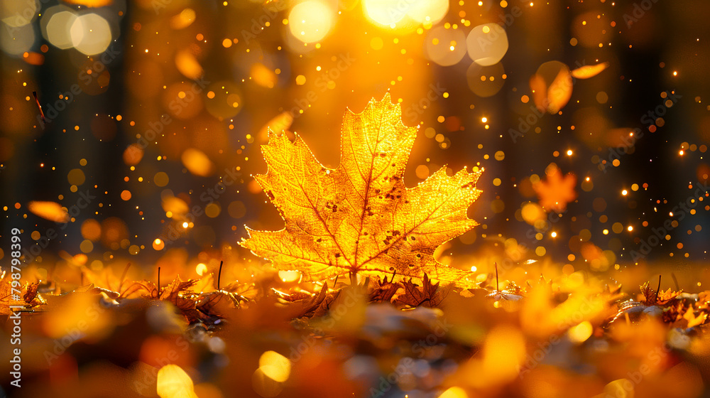 Golden Maple Leaf Falling with Flare
Golden Maple Leaf Falling with Flare