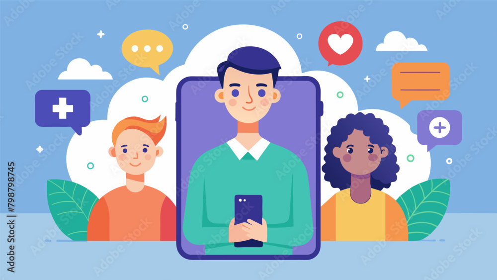A teletherapy app allows individuals with ADHD to receive support and guidance throughout their day even while onthego.. Vector illustration A teletherapy app allows individuals with ADHD to receive support and guidance throughout their day even while onthego.. Vector illustration