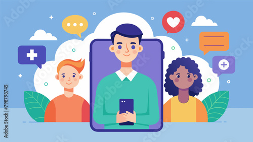 A teletherapy app allows individuals with ADHD to receive support and guidance throughout their day even while onthego.. Vector illustration