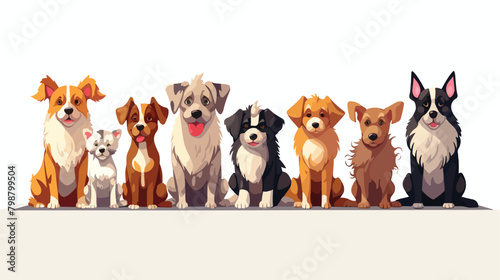Different dog breeds at conformation show placard t