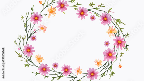 Beautiful hand drawn wreath or circular garland mad