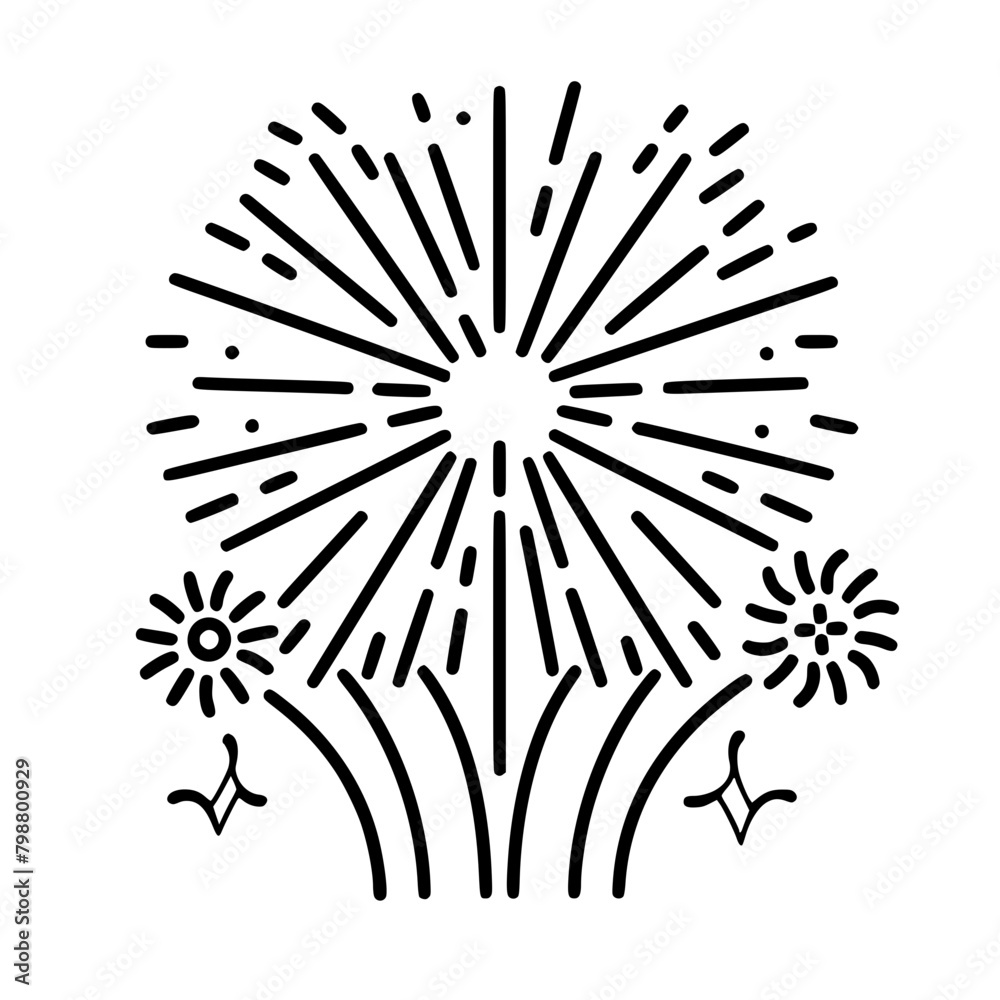 Obraz premium Firework icon, celebration icon, spark icon, party icon, anniversary icon, birthday icon, carnival icon, celebrate icon, festival icon, Christmas icon, event icon, explosion icon, sparkle icon, 