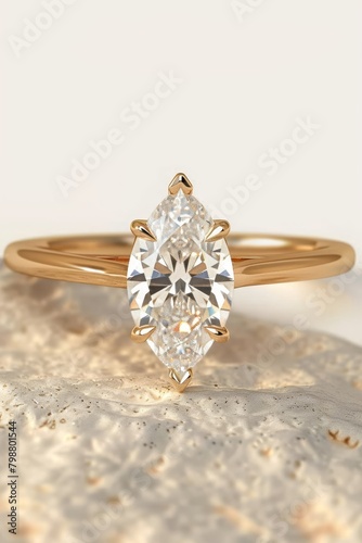 Radiant Marquise Diamond Ring in Yellow Gold generative ai
