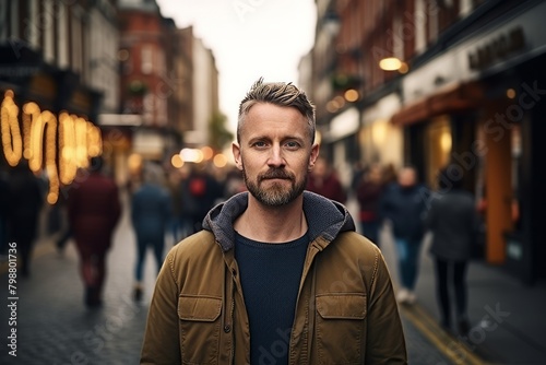 Portrait of a handsome bearded man with a beard on a street in London © Stocknterias