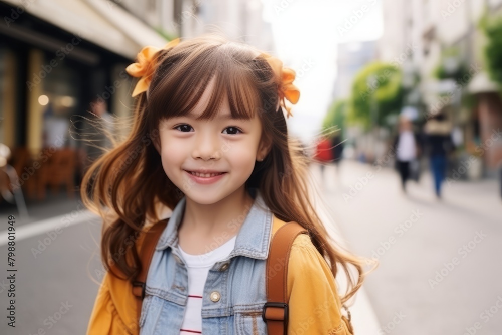 Portrait of a cute little girl in the city, outdoor shot Portrait of a cute little girl in the city, outdoor shot