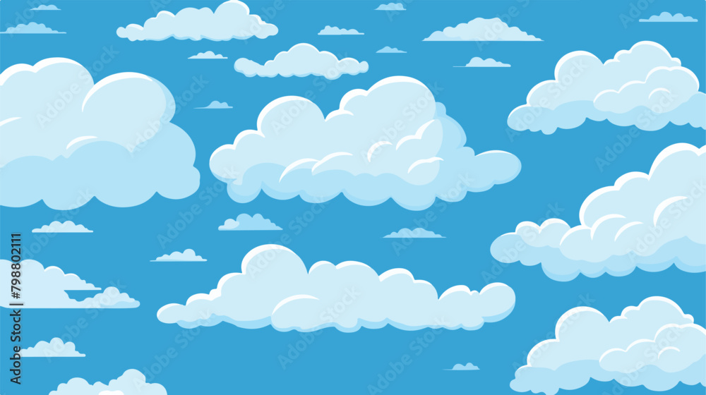 Beautiful seamless pattern with curly clouds of dif