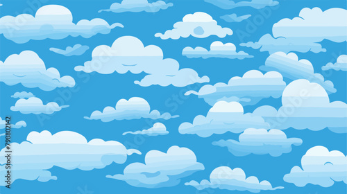 Beautiful seamless pattern with curly clouds of dif photo