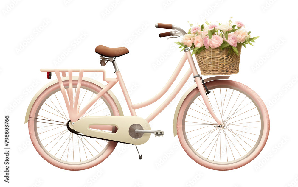 Pastel Pink City Bicycle on transparent background.