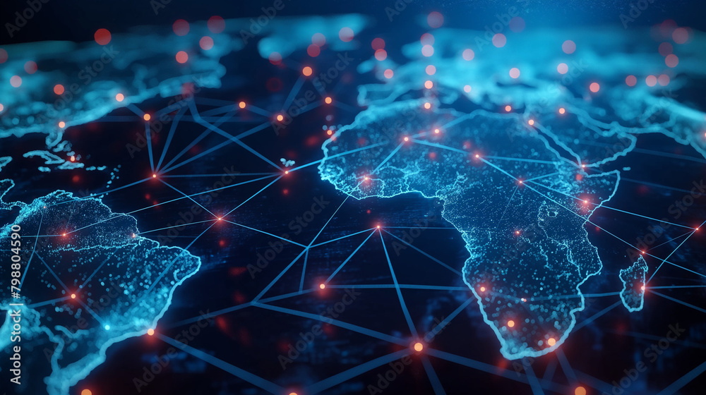 Communications network map of the world, data process activity, wireless technologies. Communications network map of the world, data process activity, wireless technologies.