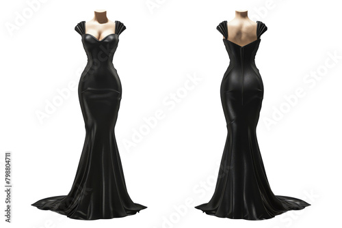 Chic and elegant black dress mockup with front and back views