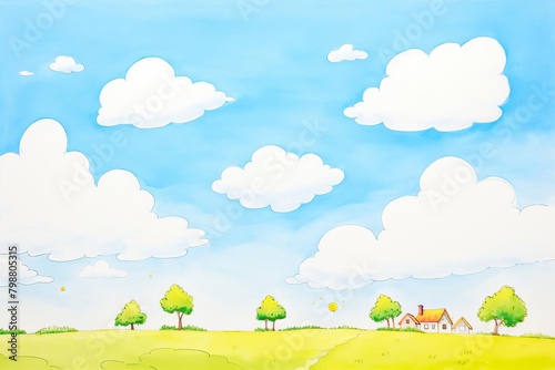 summer skies watercolor, clear summer skies watercolor