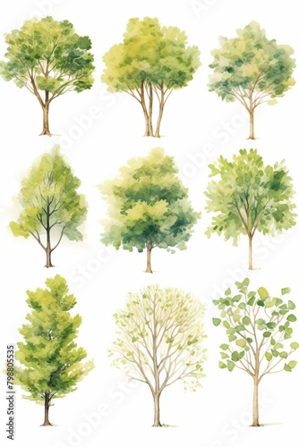 summer trees watercolor  leafy summer trees watercolor