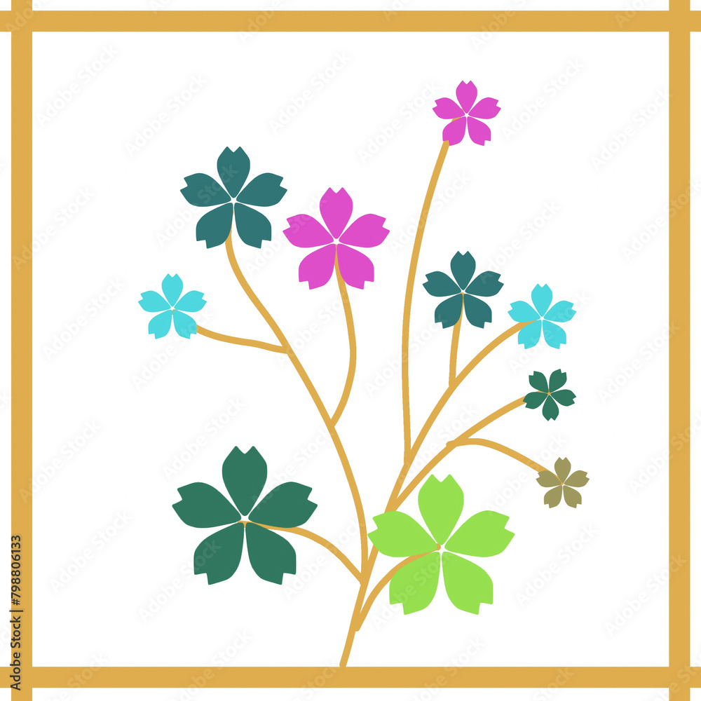 Floral background with flowers and leaves. Vector illustration for your design