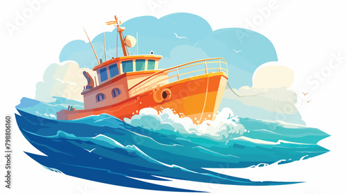 Doodle drawing of passenger ship marine vessel tour © Hyper