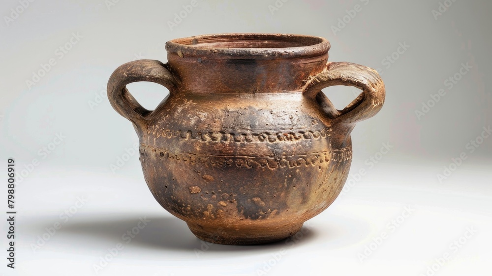 A pottery container with a grip