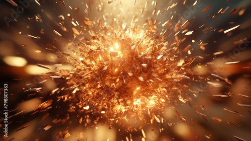 Abstract explosion background Exploding gold part UHD WALLPAPER