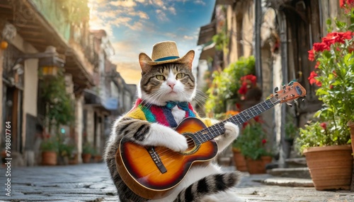 ギターを弾くさすらいの猫 photo