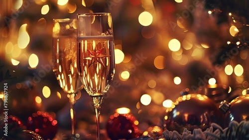 Happy new year celebration New years eve celebration background with champagne,Generative AI,