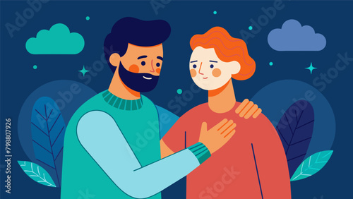 Two mentees with mental health conditions find solace and understanding in each others experiences through their mentorship.. Vector illustration