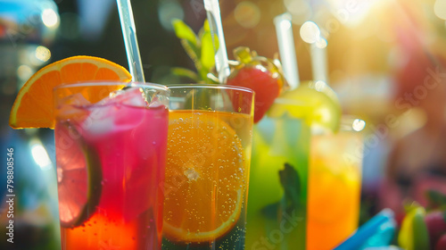 A bright assortment of refreshing drinks ready to quench your thirst. AI.