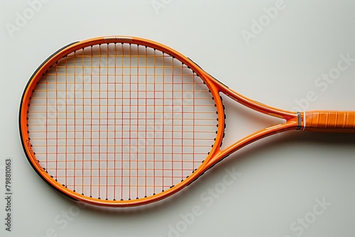A white tennis racket with a yellow ball, isolated on a background for a sports equipment illustration © KN Studio
