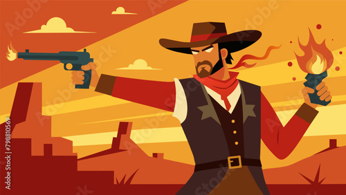 A western film with a gunslinger who has Tourettes syndrome and their quick reflexes and tics give them an edge in duels.. Vector illustration