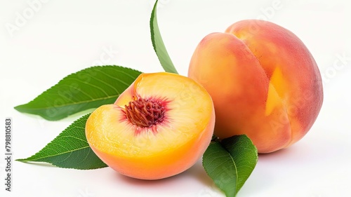 peach isolated on white background, Generative AI,