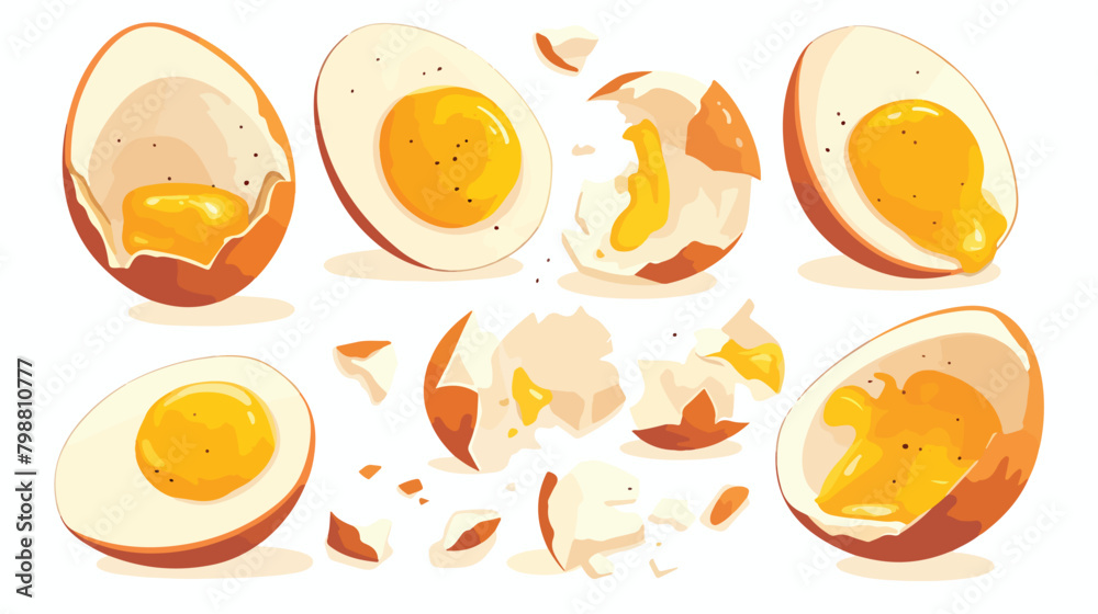 Boiled chicken egg cooked and cut into two halves p