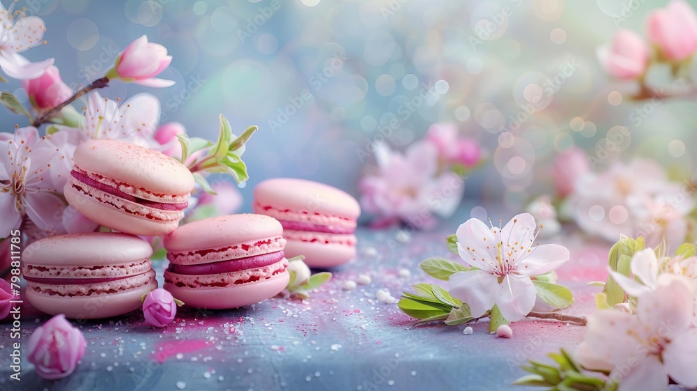 French food. macaroons on a beautiful background. selective focus. Generative AI French food. macaroons on a beautiful background. selective focus. Generative AI