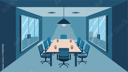 A soundproof conference room for employees to have private phone calls or meetings without others. Vector illustration