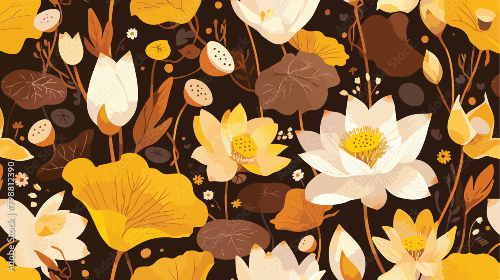 Botanical seamless pattern with beautiful yellow bl