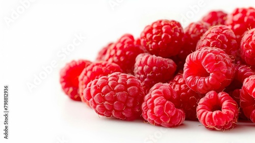 fresh raspberries isolated against background, Generative AI,