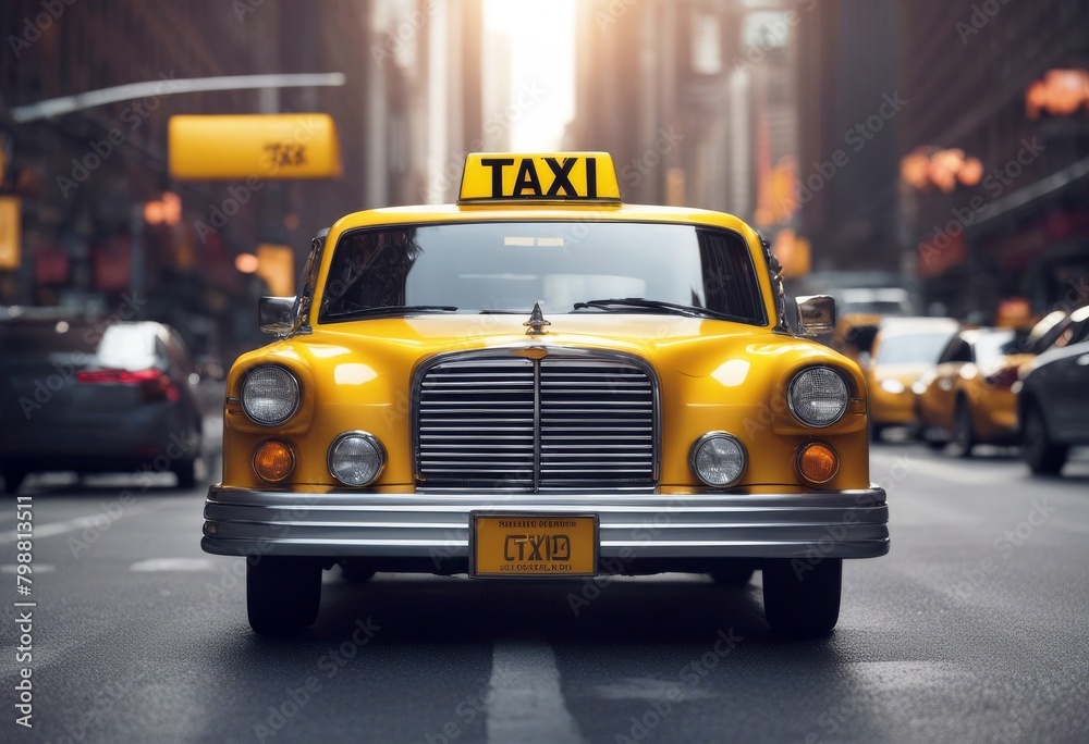 'rendering 3d new style illustration city isolated york sign taxi cab view background white front yellow automobile roof signs word signboard icon three-dimensional'