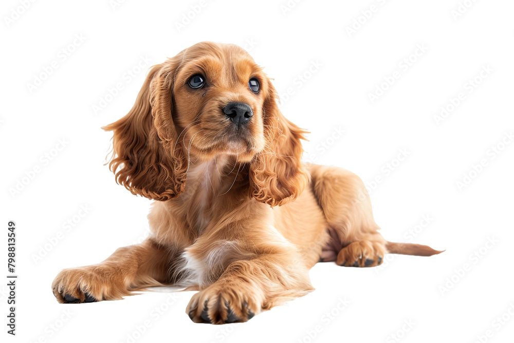 Cute Cocker Spaniel Capture on transparent background.