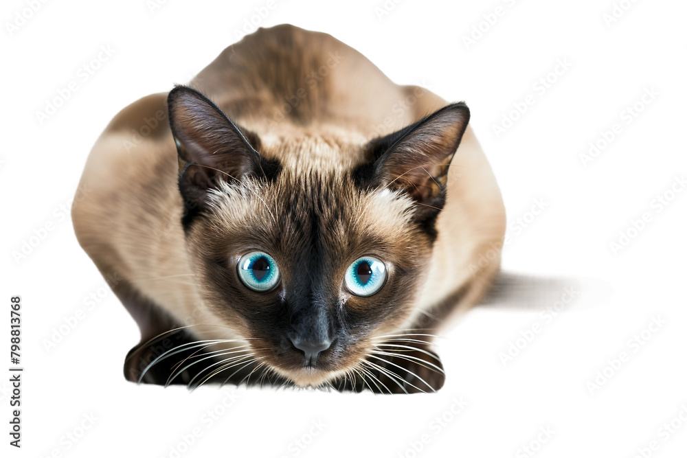 Tonkinese cat on transparent background.
