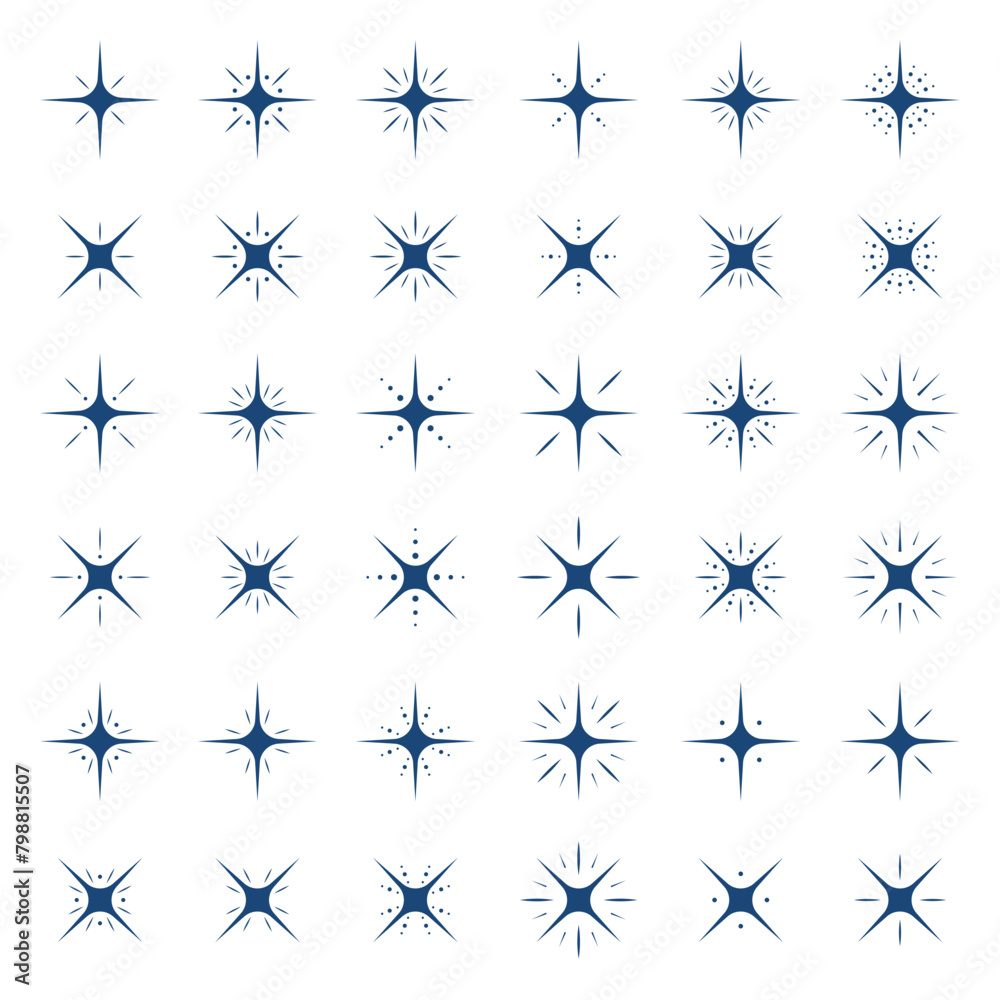 Collection sparkle light star vector illustration Collection sparkle light star vector illustration