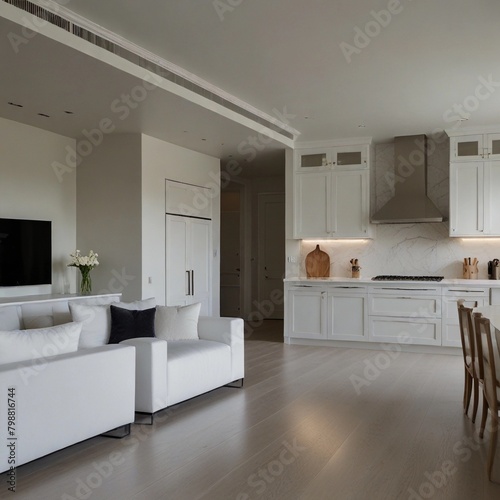 Elegance Redefined Touring a Luxurious White Kitchen and Living Room