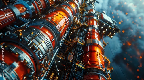 Close-up on the powerful jets of an oil drilling platform, showcasing the force and energy of extraction photo