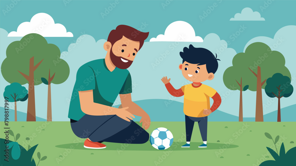 A father and son toss a football in the park bonding over their shared love for the sport and their commitment to unplugging from technology.