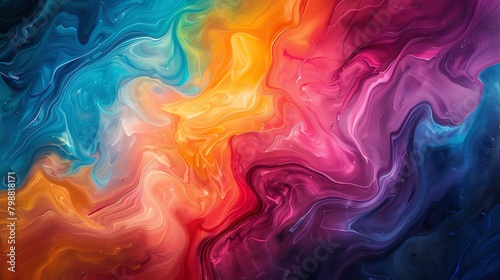 Vibrant abstract painting  swirls of color blending seamlessly  perfect for a bold wallpaper