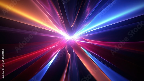 Abstract Plasma Beams Shockwave in Space Blue Red UHD WALLPAPER