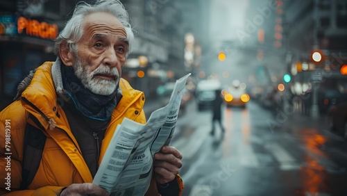 Elderly man flagging down a taxi in the city for his morning commute. Concept City Life, Transportation, Morning Commute, Elderly Man, Taxi Flagging