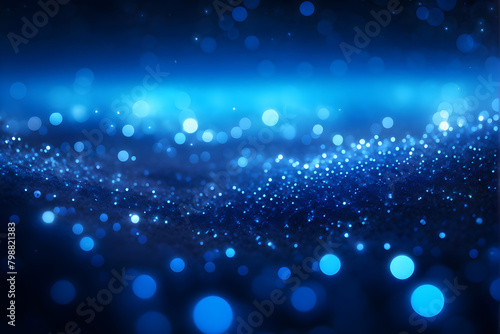 Glittering blue backdrop with bokeh effect, ideal for holiday cards, website backgrounds, festive themes, wallpapers
