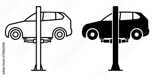 ofvs589 OutlineFilledVectorSign ofvs - car lift vector icon . car lifting equipment sign . service . isolated transparent . black outline filled version . AI 10 / EPS 10 . g11932