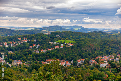 The city of Eisenach in Thuringia, Germany, view from above, from castle Wartburg. photo