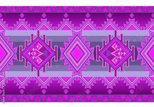 Set of pink geometric ethnic oriental traditional seamless pattern design for background, carpet, wallpaper, clothing, wrap, batik, fabric, embroidery style vector illustration.