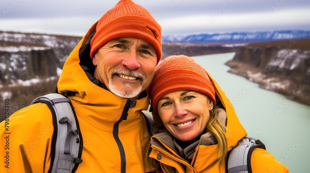 Adventure couple on vacation hiking trip UHD WALLPAPER
