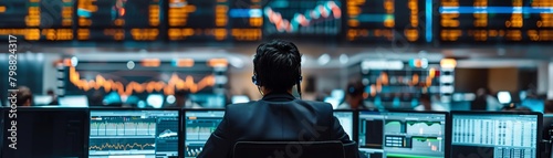 Innovative trading floor filled with AI assistants providing realtime financial advice and analysis